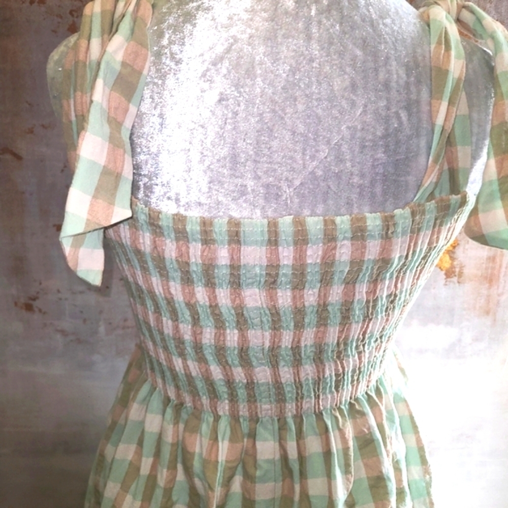 MNG Green and Cream Sleeveless Sundress - Picture 7 of 8